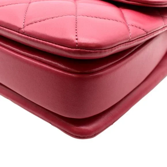 CHANEL  Trendy CC Top Handle Flap Quilted Leather Shoulder Bag Red - Picture 9 of 13